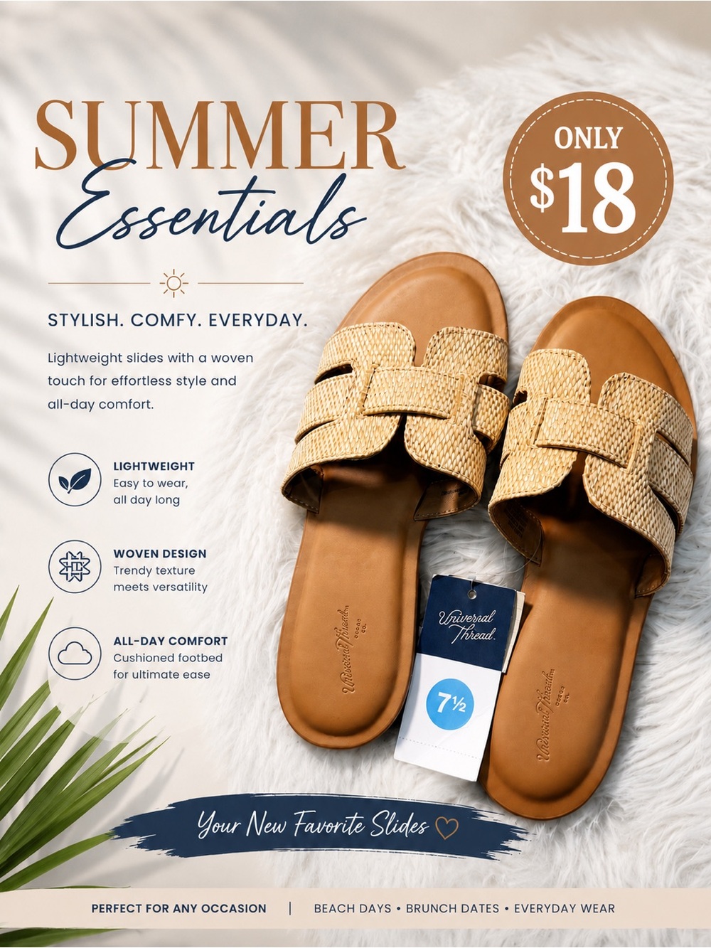 Universal Thread Woven Slide Sandals in Natural Tan